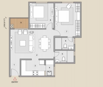 Purva Celestial Floor Plan - 706 sq.ft. 