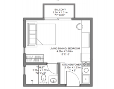 Godrej Ananda Phase 2 Floor Plan - 435 sq.ft. 