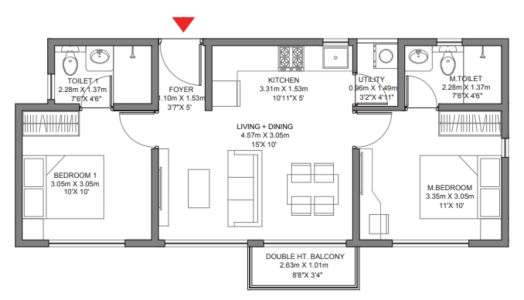 Godrej Ananda Floor Plan - 904 sq.ft. 