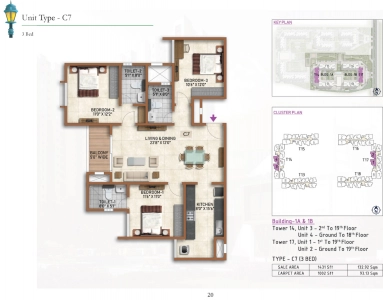 Prestige Finsbury Park Regent Floor Plan - 1431 sq.ft. 