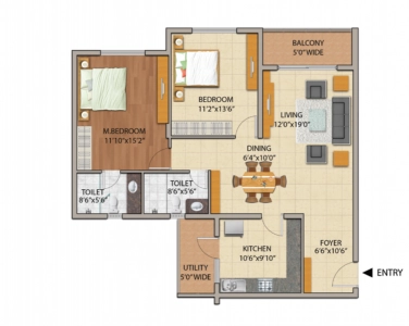 Adarsh Astria Floor Plan - 945 sq.ft. 