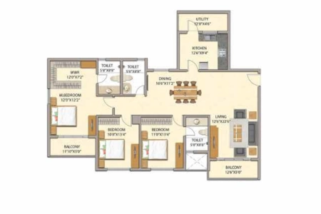 Adarsh Premia Floor Plan - 2050 sq.ft. 