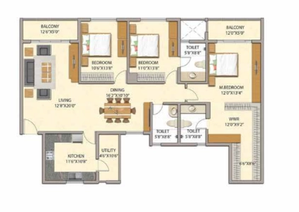 Adarsh Premia Floor Plan - 2115 sq.ft. 