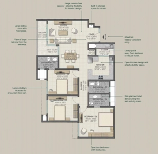 Sobha Royal Crest Floor Plan - 1853 sq.ft. 