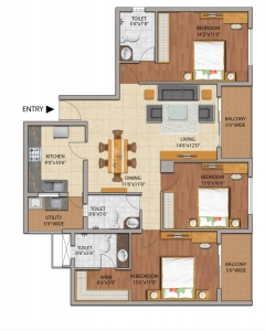 Adarsh Palm Retreat Mayberry Floor Plan - 1094 sq.ft. 