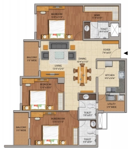 Adarsh Palm Retreat Mayberry Floor Plan - 1144 sq.ft. 