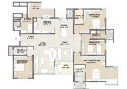 Embassy Pristine Floor Plan - 3596 sq.ft. 