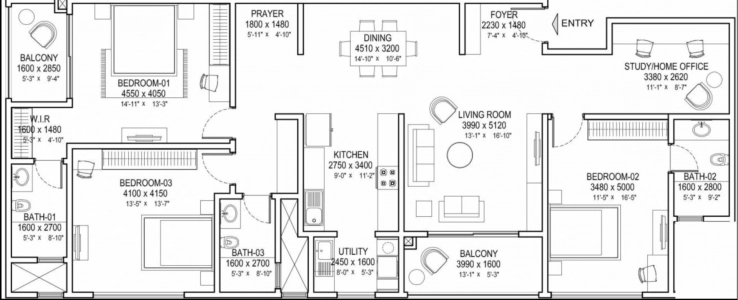Sobha Insignia Floor Plan - 2403 sq.ft. 