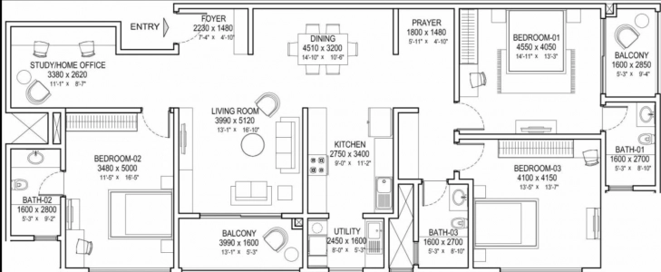 Sobha Insignia Floor Plan - 2425 sq.ft. 