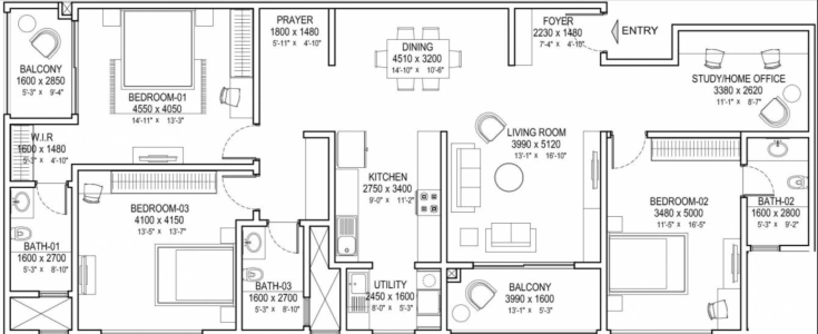Sobha Insignia Floor Plan - 2378 sq.ft. 