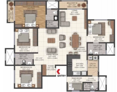 Brigade Valencia Floor Plan - 2276 sq.ft. 