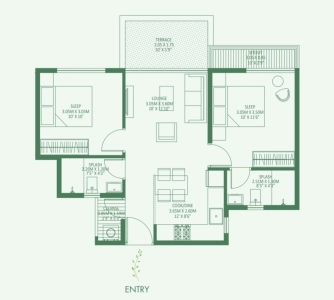 Godrej Royale Woods Floor Plan - 950 sq.ft. 