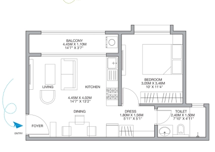 Godrej Nuture Floor Plan - 618 sq.ft. 