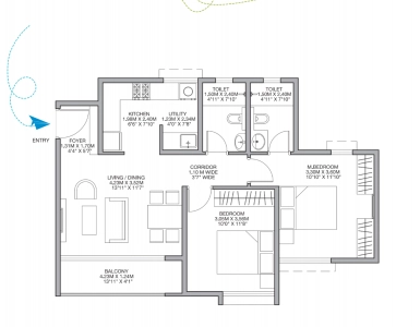 Godrej Nuture Floor Plan - 991 sq.ft. 