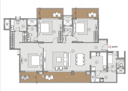 Purva Meraki Floor Plan - 2767 sq.ft. 