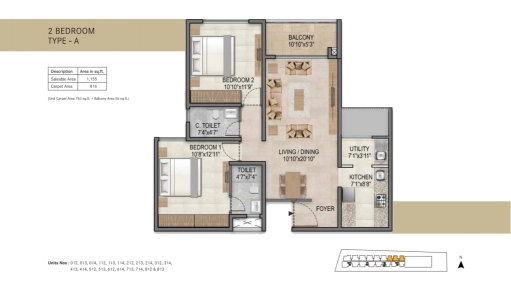 Century Horizon Floor Plan - 1155 sq.ft. 