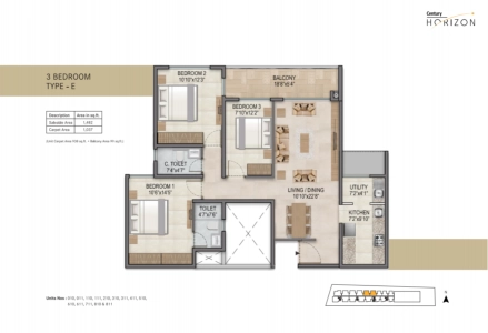 Century Horizon Floor Plan - 1482 sq.ft. 