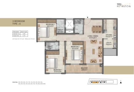 Century Horizon Floor Plan - 1587 sq.ft. 