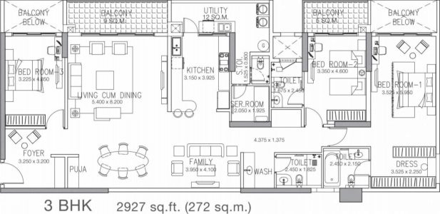 Godrej Platinum Floor Plan - 2927 sq.ft. 