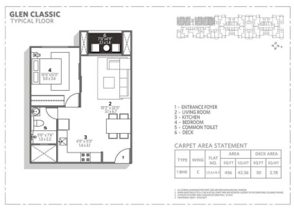 Hiranandani Glen Classic Floor Plan - 655 sq.ft. 