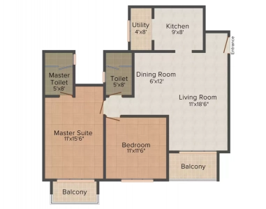 Hiranandini Glen Ridge Floor Plan - 1245 sq.ft. 
