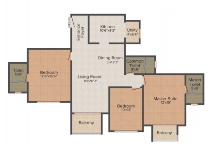 Hiranandini Glen Ridge Floor Plan - 1665 sq.ft. 