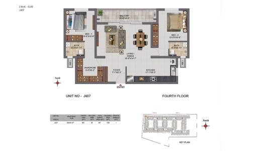 Casagrand Boulevard Floor Plan - 1368 sq.ft. 