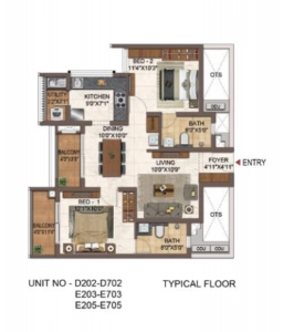 Casagrand Orlena Floor Plan - 1140 sq.ft. 
