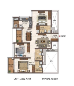 Casagrand Orlena Floor Plan - 1451 sq.ft. 