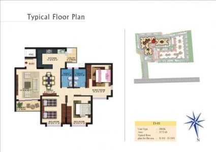 Kolte Patil Raaga Floor Plan - 1271 sq.ft. 