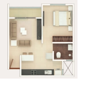 Rohan Upavan Floor Plan - 410 sq.ft. 