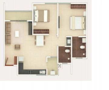 Rohan Upavan Floor Plan - 617 sq.ft. 