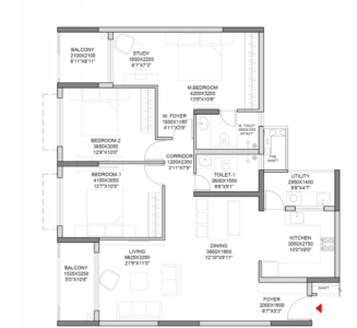 Godrej Athena Floor Plan - 1710 sq.ft. 