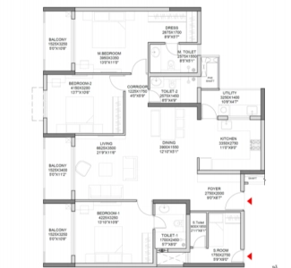 Godrej Athena Floor Plan - 2050 sq.ft. 