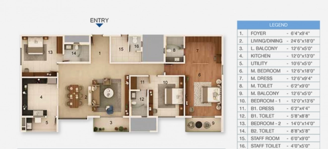 Adarsh Stratuss Floor Plan - 2515 sq.ft. 