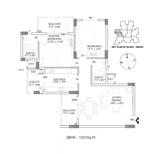 HM Indigo Floor Plan - 1331 sq.ft. 