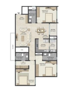 Sobha HRC Pristine Floor Plan - 1837 sq.ft. 
