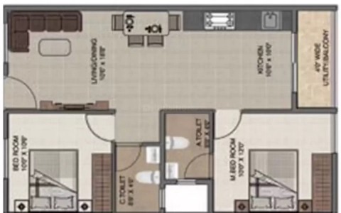 DS-MAX Sangam Grand Floor Plan - 1074 sq.ft. 