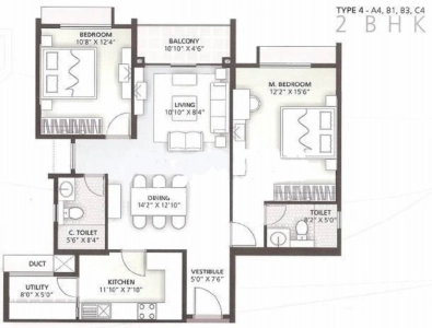 Goyal Orchid Enclave Floor Plan - 1345 sq.ft. 
