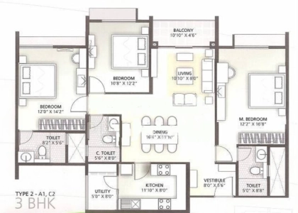 Goyal Orchid Enclave Floor Plan - 1687 sq.ft. 