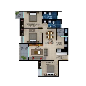 Sekhar Alturas Floor Plan - 1409 sq.ft. 