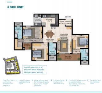 Shriram Blue Floor Plan - 1650 sq.ft. 