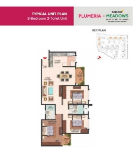Brigade Meadows Plumeria Floor Plan - 1048 sq.ft. 