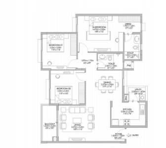 Godrej Eternity Floor Plan - 1477 sq.ft. 