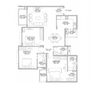 Godrej Eternity Floor Plan - 1707 sq.ft. 