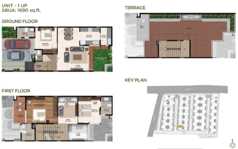 Mantri Courtyard Floor Plan - 1690 sq.ft. 