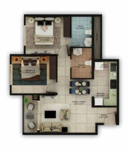 Salarpuria Sattva Misty Charm Floor Plan - 959 sq.ft. 