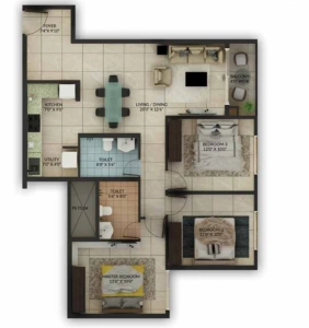 Salarpuria Sattva Misty Charm Floor Plan - 1281 sq.ft. 