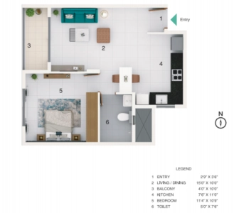 Adarsh Greens Phase 1 Floor Plan - 650 sq.ft. 