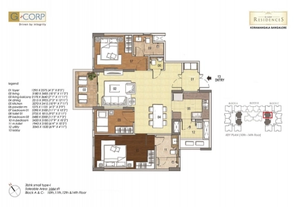 G Corp Residences Floor Plan - 1521 sq.ft. 